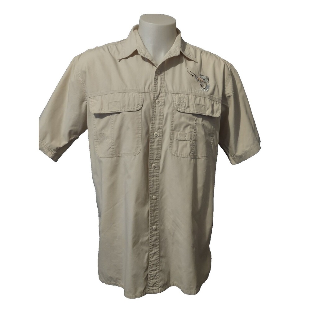 World Wide Sportsman Fishing Shirt Men's Size Large Angler Short Sleeve Pockets